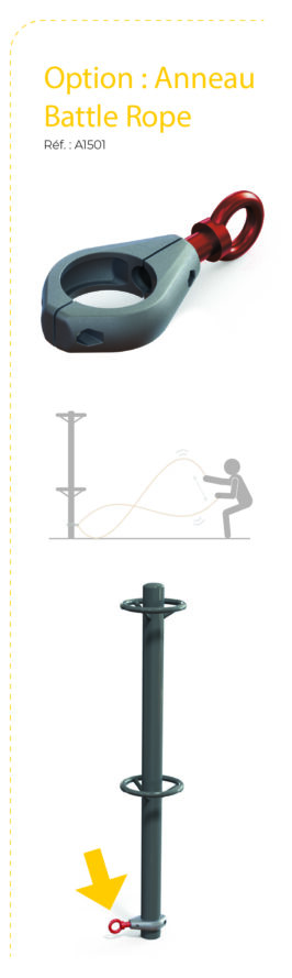 A1501 - Option anneau battle rope Fit'Training - FitPark Option anneau à accrocher sur poteau pour la battle rope Fit'Training - FitPark