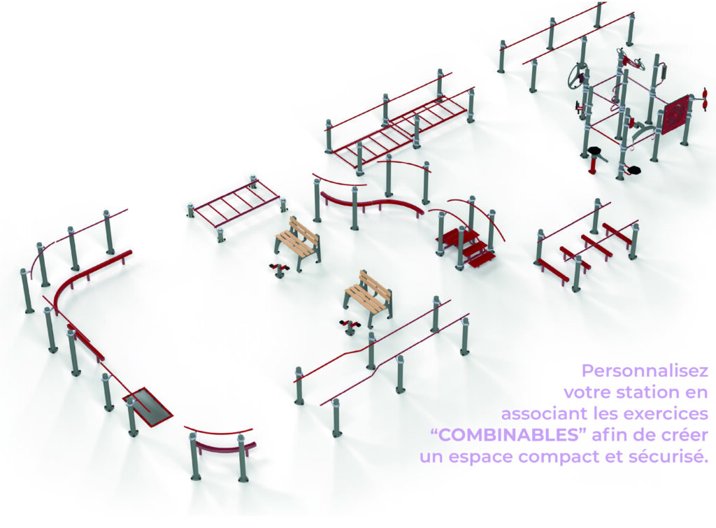 Personnalisez votre station en associant les exercices COMBINABLES afin de créer un espace compact et sécurisé.