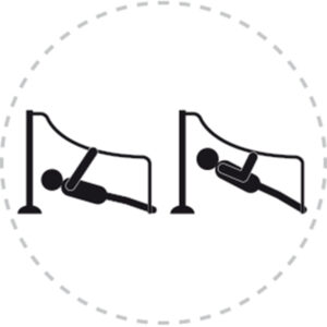 Pictogramme de mouvement destiné à guider l'utilisateur pour la bonne utilisation des équipements FitPark et la réalisation correcte des exercices.