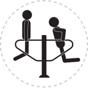 Pictogramme de mouvement destiné à guider l'utilisateur pour la bonne utilisation des équipements FitPark et la réalisation correcte des exercices.