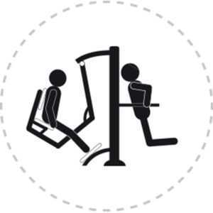 Pictogramme de mouvement destiné à guider l'utilisateur pour la bonne utilisation des équipements FitPark et la réalisation correcte des exercices.