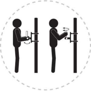 Pictogramme de mouvement destiné à guider l'utilisateur pour la bonne utilisation des équipements FitPark et la réalisation correcte des exercices.