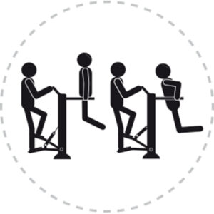 Pictogramme de mouvement destiné à guider l'utilisateur pour la bonne utilisation des équipements FitPark et la réalisation correcte des exercices.