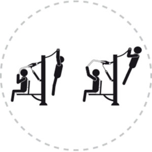Pictogramme de mouvement destiné à guider l'utilisateur pour la bonne utilisation des équipements FitPark et la réalisation correcte des exercices.