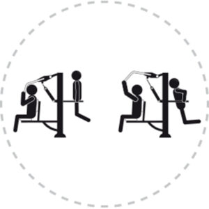Pictogramme de mouvement destiné à guider l'utilisateur pour la bonne utilisation des équipements FitPark et la réalisation correcte des exercices.