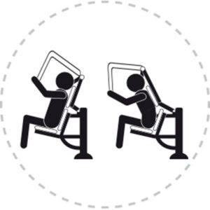 Pictogramme de mouvement destiné à guider l'utilisateur pour la bonne utilisation des équipements FitPark et la réalisation correcte des exercices.