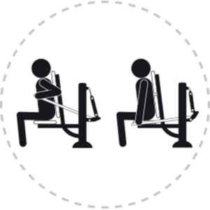 Pictogramme de mouvement destiné à guider l'utilisateur pour la bonne utilisation des équipements FitPark et la réalisation correcte des exercices.