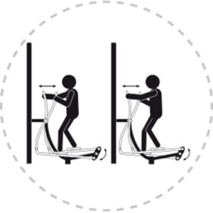 Pictogramme de mouvement destiné à guider l'utilisateur pour la bonne utilisation des équipements FitPark et la réalisation correcte des exercices.