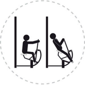 Pictogramme de mouvement destiné à guider l'utilisateur pour la bonne utilisation des équipements FitPark et la réalisation correcte des exercices.
