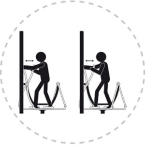 Pictogramme de mouvement destiné à guider l'utilisateur pour la bonne utilisation des équipements FitPark et la réalisation correcte des exercices.