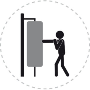 Pictogramme de mouvement destiné à guider l'utilisateur pour la bonne utilisation des équipements FitPark et la réalisation correcte des exercices.