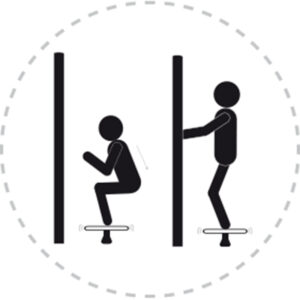 Pictogramme de mouvement destiné à guider l'utilisateur pour la bonne utilisation des équipements FitPark et la réalisation correcte des exercices.