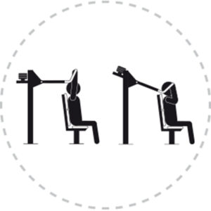 Pictogramme de mouvement destiné à guider l'utilisateur pour la bonne utilisation des équipements FitPark et la réalisation correcte des exercices.