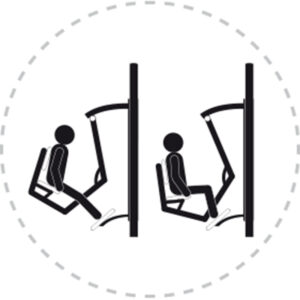 Pictogramme de mouvement destiné à guider l'utilisateur pour la bonne utilisation des équipements FitPark et la réalisation correcte des exercices.