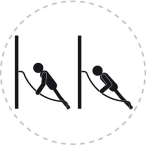 Pictogramme de mouvement destiné à guider l'utilisateur pour la bonne utilisation des équipements FitPark et la réalisation correcte des exercices.