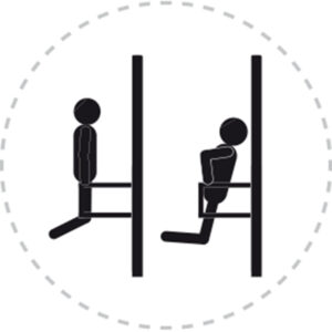 Pictogramme de mouvement destiné à guider l'utilisateur pour la bonne utilisation des équipements FitPark et la réalisation correcte des exercices.