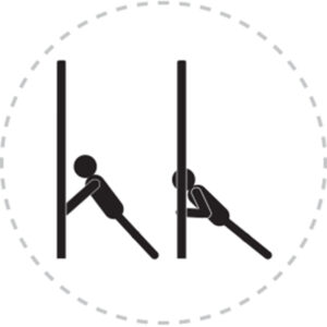 Pictogramme de mouvement destiné à guider l'utilisateur pour la bonne utilisation des équipements FitPark et la réalisation correcte des exercices.