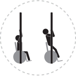 Pictogramme de mouvement destiné à guider l'utilisateur pour la bonne utilisation des équipements FitPark et la réalisation correcte des exercices.