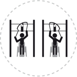 Pictogramme de mouvement destiné à guider l'utilisateur pour la bonne utilisation des équipements FitPark et la réalisation correcte des exercices.