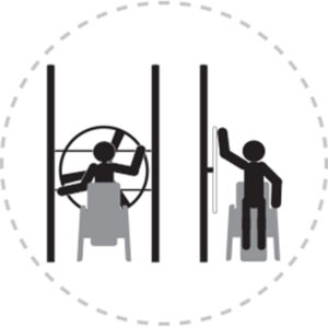 Pictogramme de mouvement destiné à guider l'utilisateur pour la bonne utilisation des équipements FitPark et la réalisation correcte des exercices.