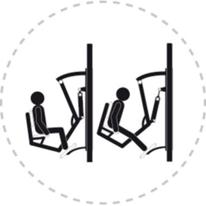 Pictogramme de mouvement destiné à guider l'utilisateur pour la bonne utilisation des équipements FitPark et la réalisation correcte des exercices.
