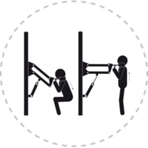 Pictogramme de mouvement destiné à guider l'utilisateur pour la bonne utilisation des équipements FitPark et la réalisation correcte des exercices.