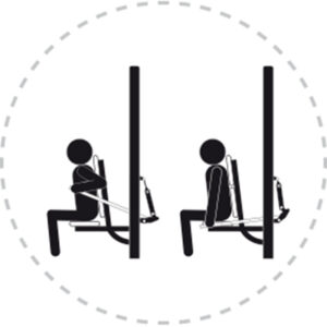 Pictogramme de mouvement destiné à guider l'utilisateur pour la bonne utilisation des équipements FitPark et la réalisation correcte des exercices.