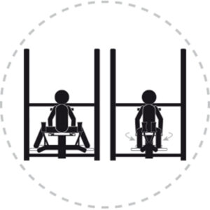 Pictogramme de mouvement destiné à guider l'utilisateur pour la bonne utilisation des équipements FitPark et la réalisation correcte des exercices.