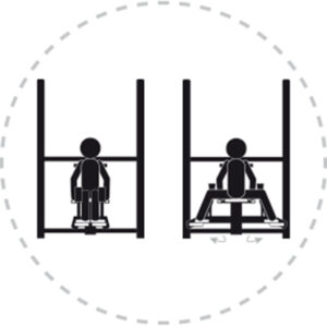 Pictogramme de mouvement destiné à guider l'utilisateur pour la bonne utilisation des équipements FitPark et la réalisation correcte des exercices.