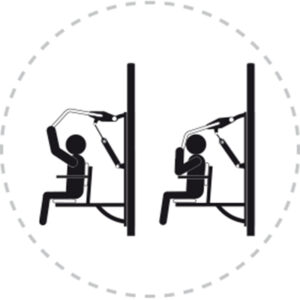Pictogramme de mouvement destiné à guider l'utilisateur pour la bonne utilisation des équipements FitPark et la réalisation correcte des exercices.