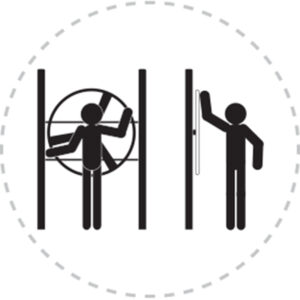 Pictogramme de mouvement destiné à guider l'utilisateur pour la bonne utilisation des équipements FitPark et la réalisation correcte des exercices.