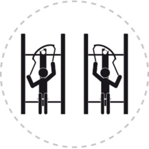 Pictogramme de mouvement destiné à guider l'utilisateur pour la bonne utilisation des équipements FitPark et la réalisation correcte des exercices.