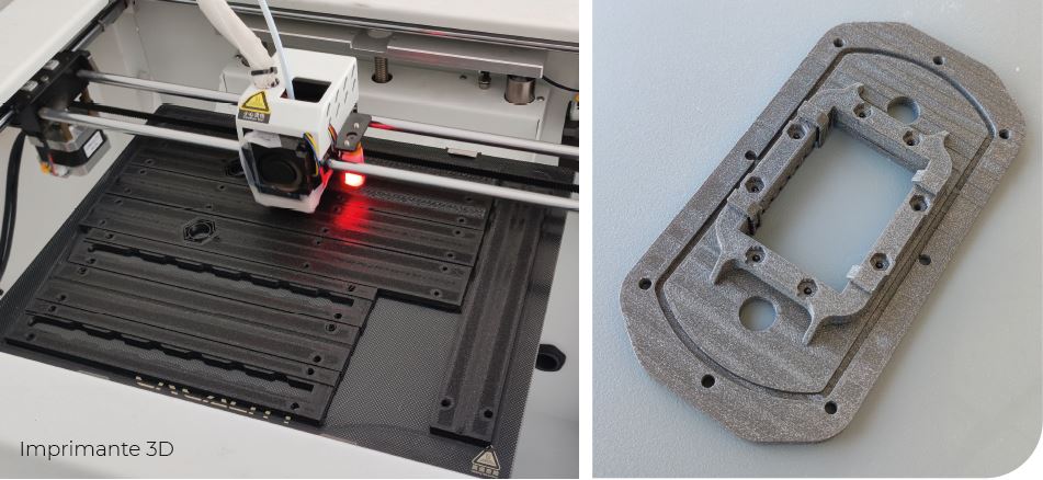 2 photos de l'imprimante 3D et d'une pièce détachee - Presentation - Le design et la qualite - Imprimante 3D - FitPark