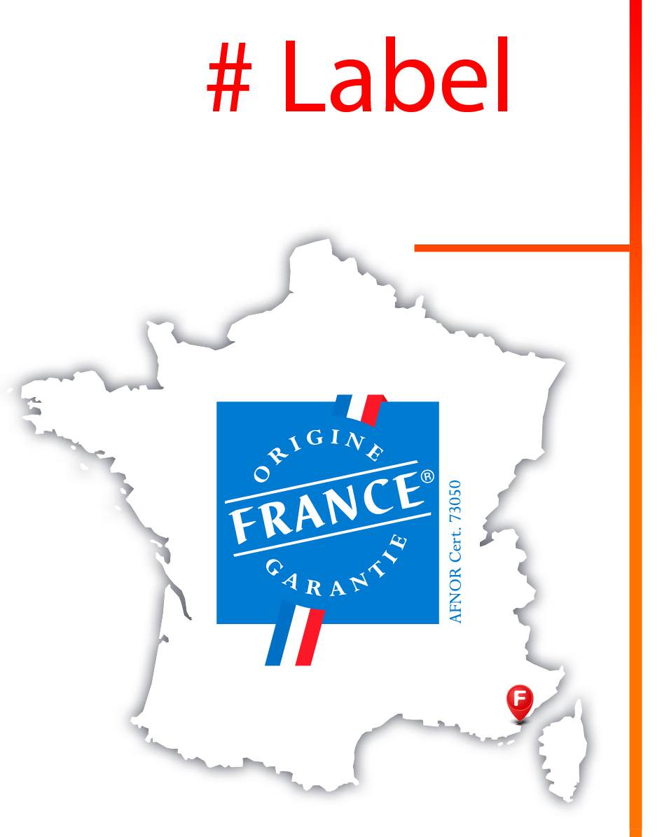 Presentation - Origine France Garantie - Carte France avec Label Origine France Garantie et le point dans le Var - FitPark